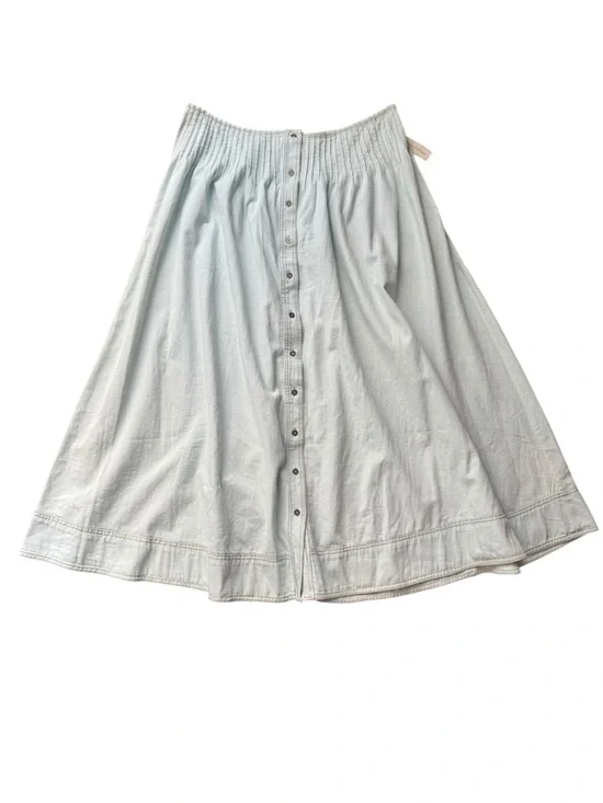 ANTHROPOLOGIE Pilcro Pintuck Basque-Waist Denim Maxi Skirt XL Light Wash $98 NWT - Picture 2 of 14